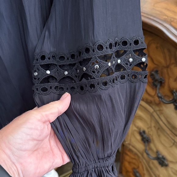 Ramy Brook Elegant Black Blouse with Eyelet Details - Picture 8 of 16